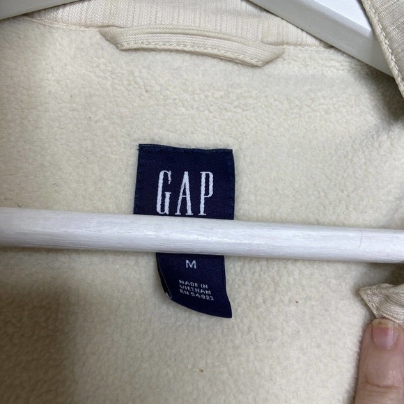 GAP Fleece Lined Bomber Utility Cream Jacket M - Picture 11 of 12